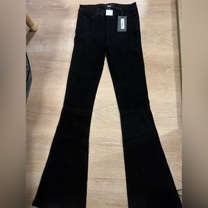 Paige high rise real suede bell bottoms Black Flared Pants